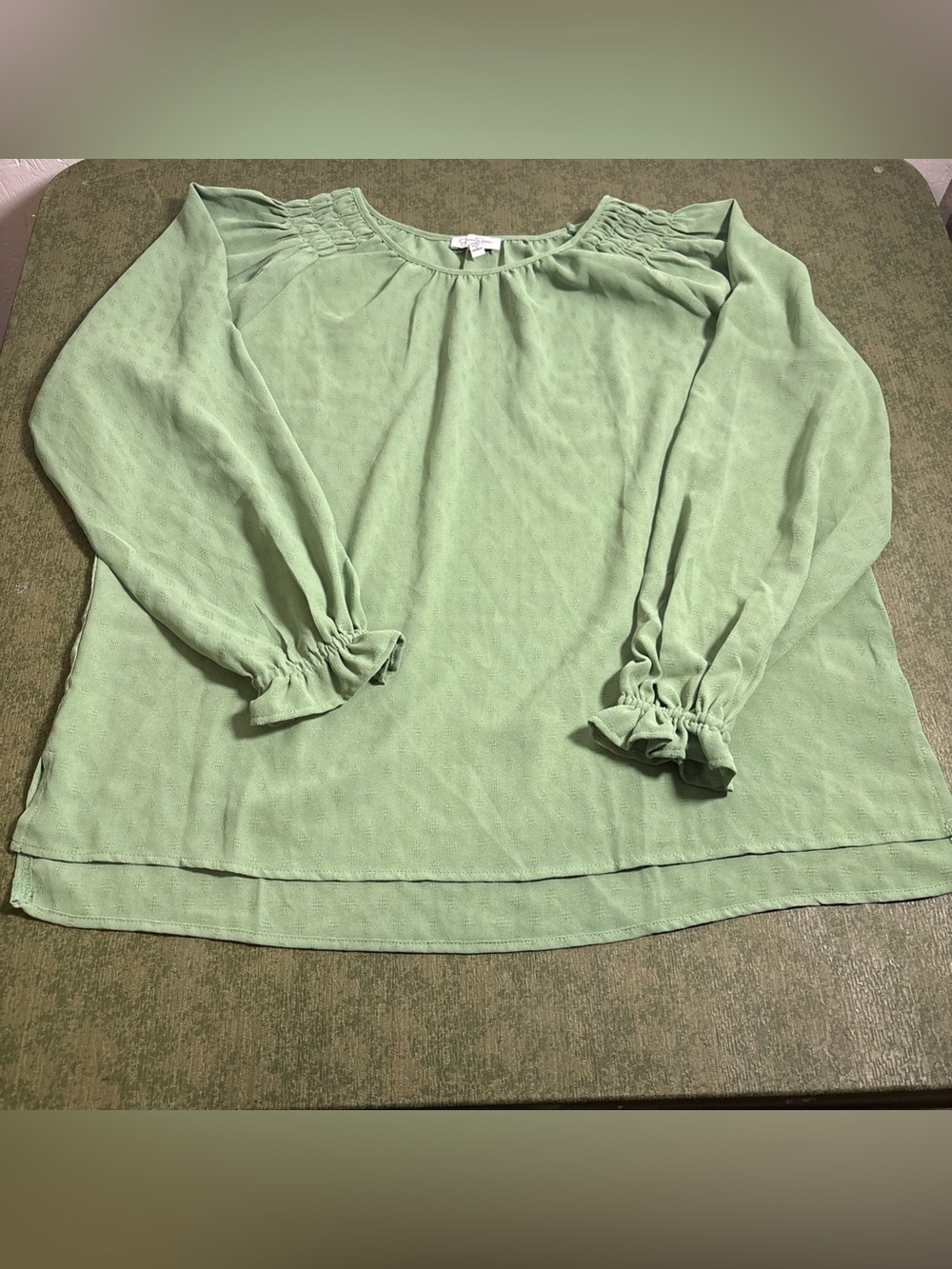 Jessica Simpson Sage Green Long Sleeve Blouse